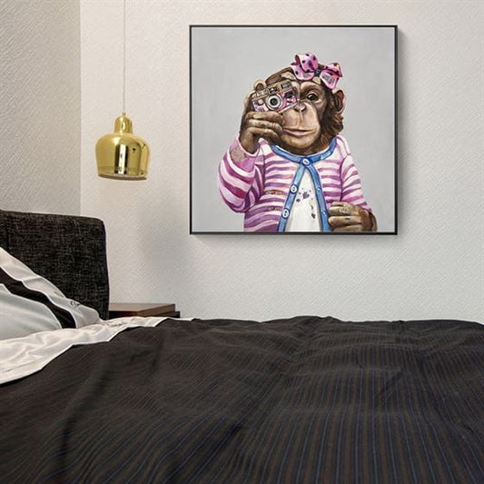 Monkey taking a picture canvas