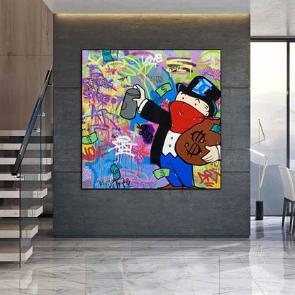 Monopoly guy as a graffiti artist canvas