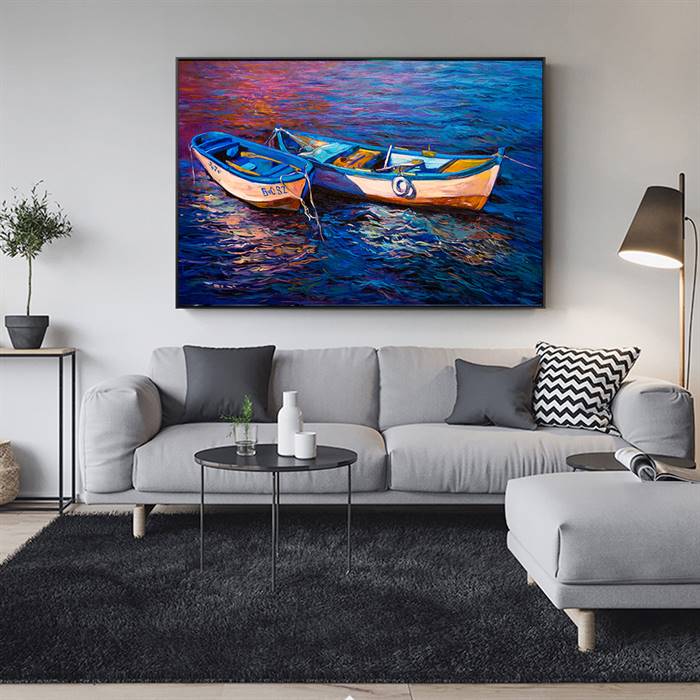 Moored boats canvas