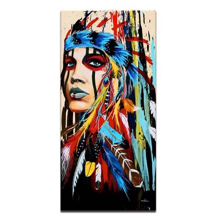 Native American girl with a war bonnet canvas