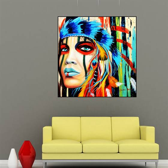 Native American woman canvas
