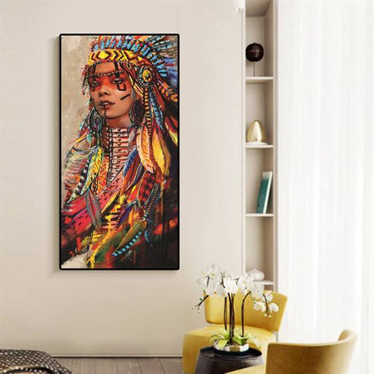 Native American woman portrait canvas