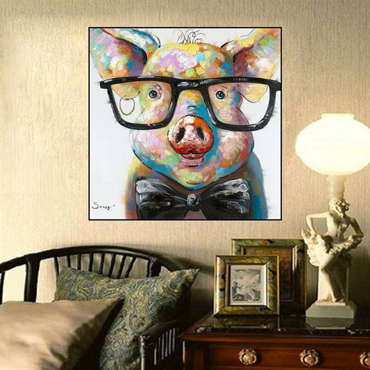 Piggy wearing a glasses canvas