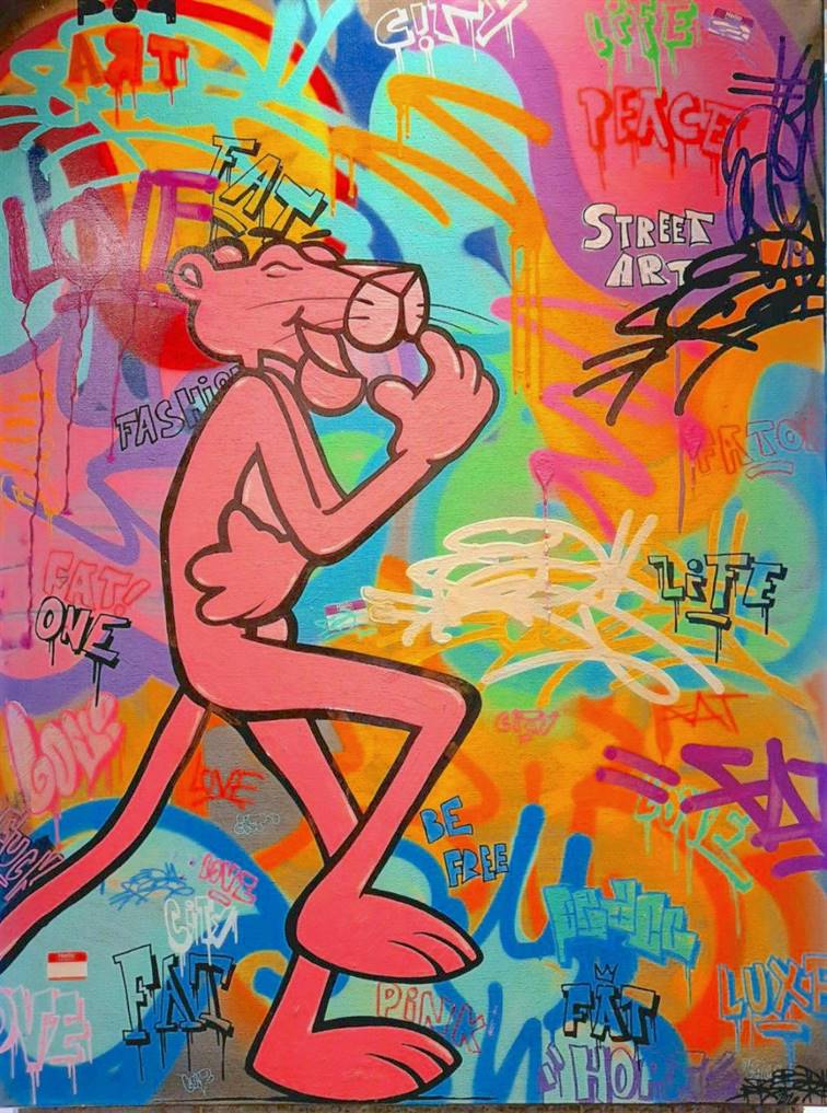 Pink Panther street art canvas