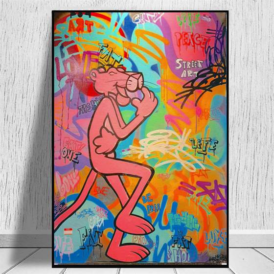 Pink Panther street art canvas