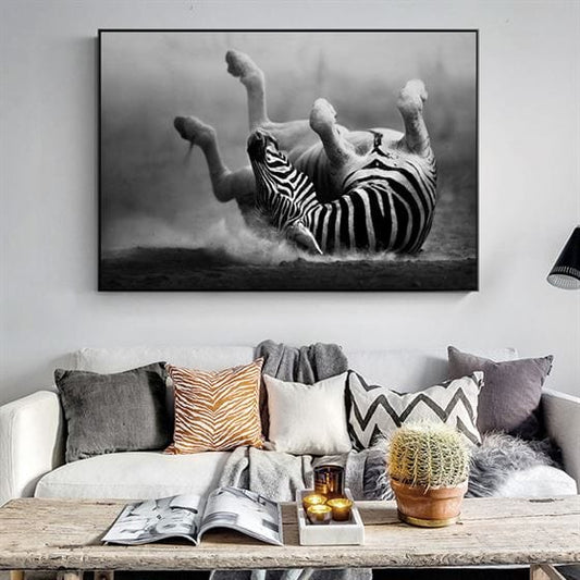 Playful zebra canvas