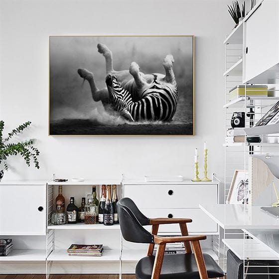 Playful zebra canvas