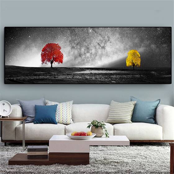 Red and yellow tree canvas