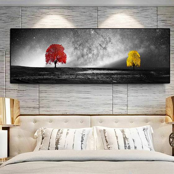 Red and yellow tree canvas