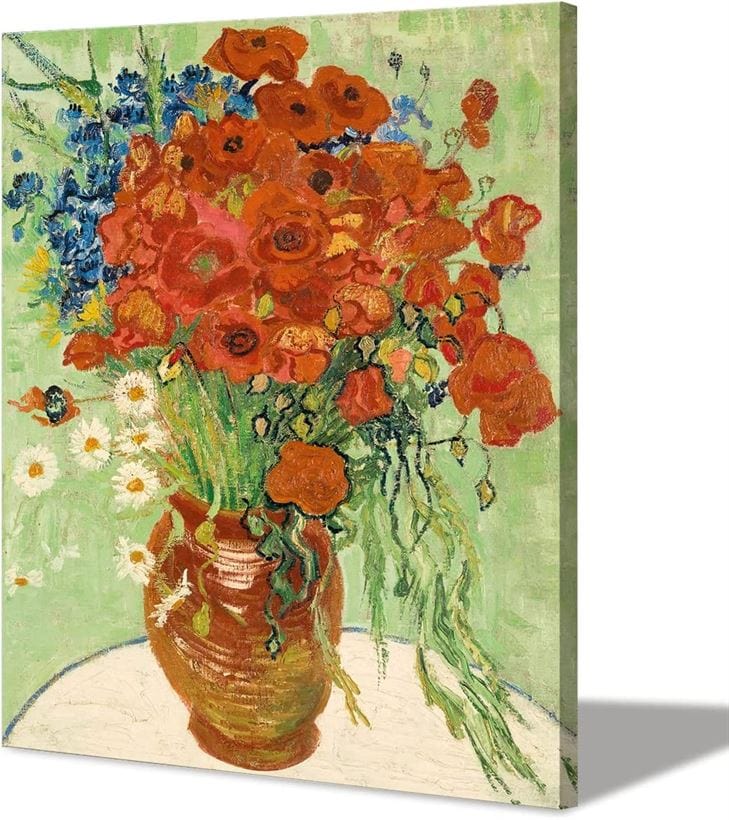 Red bouquet in a vase canvas