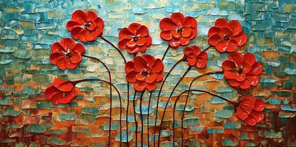Red flowers canvas