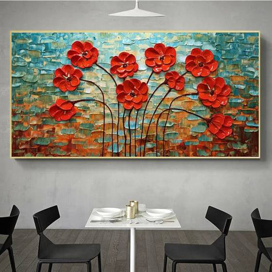 Red flowers canvas