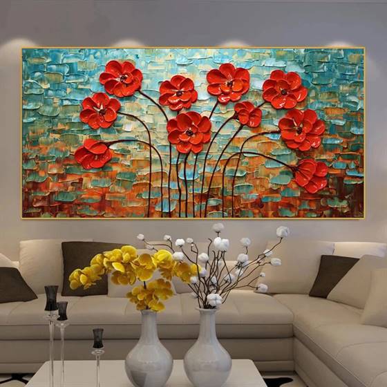 Red flowers canvas