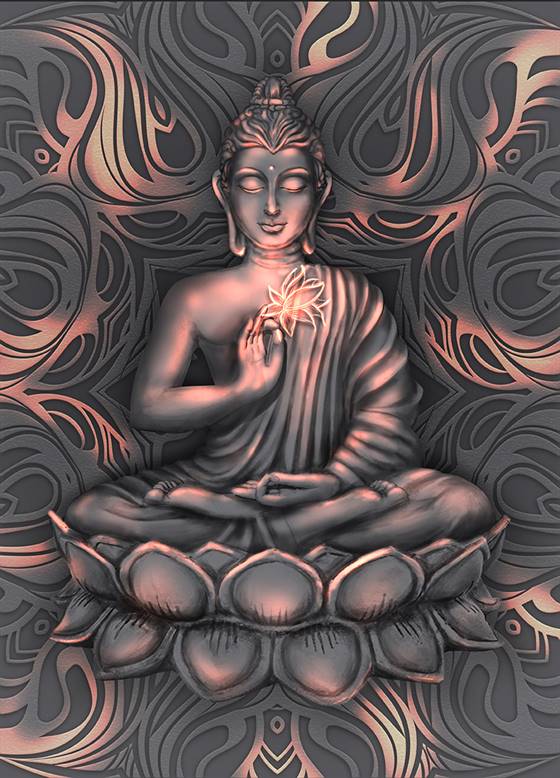 Rose gold Buddha canvas