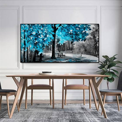 Rural park tree (blue) canvas