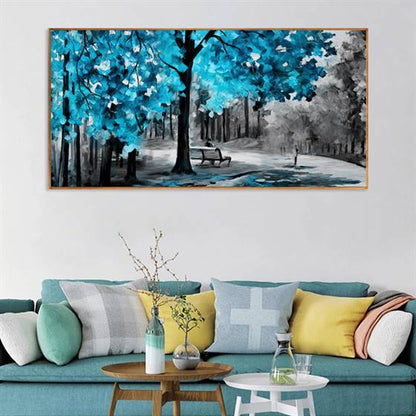 Rural park tree (blue) canvas