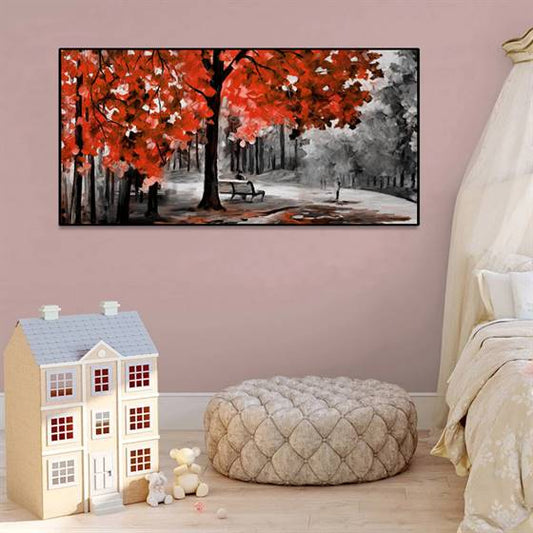 Rural park tree (red) canvas