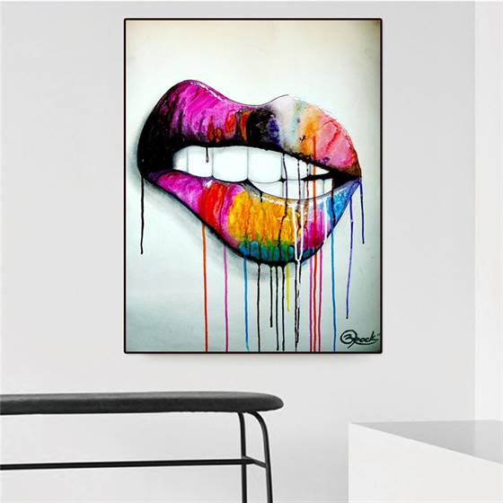 Seductive colorful lips canvas