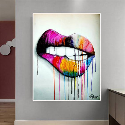Seductive colorful lips canvas