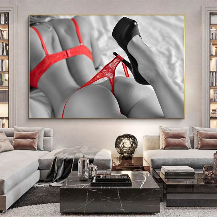 Sexy red lingerie canvas