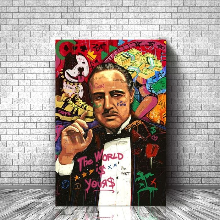 The Godfather (with red background) graffiti canvas