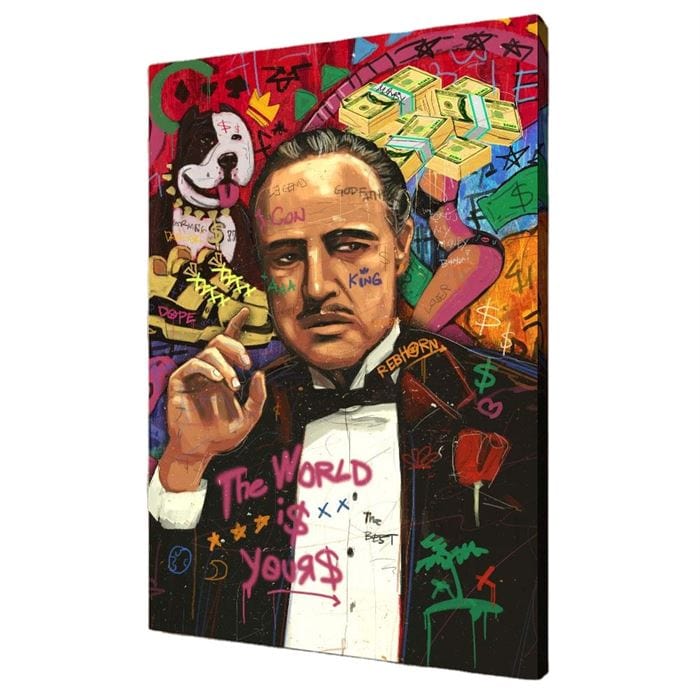 The Godfather (with red background) graffiti canvas