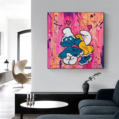 The Smurfs in love canvas