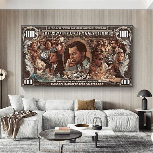 The wolf of Wall Street - Hundred dollar bill canvas