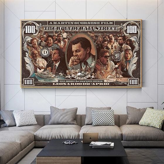 The wolf of Wall Street - Hundred dollar bill canvas