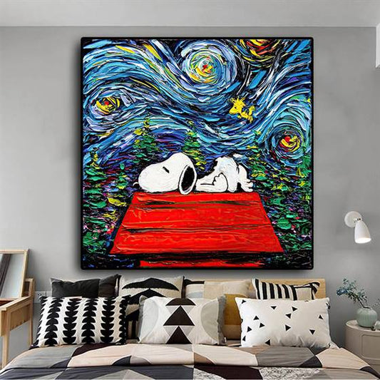 Tired Snoopy x The Stary Night canvas