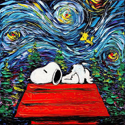 Tired Snoopy x The Stary Night canvas