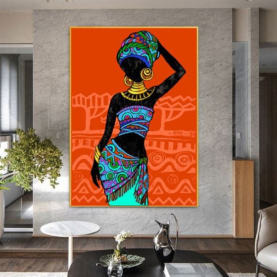 Traditional African women with gold jewelry canvas