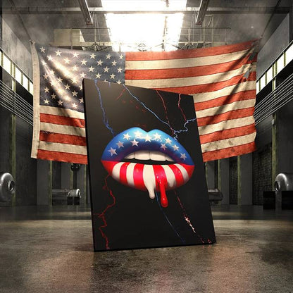 USA lips canvas