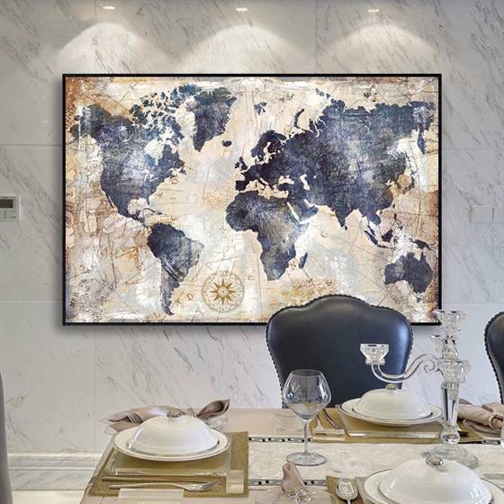 Vintage style world map canvas