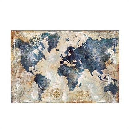 Vintage style world map canvas