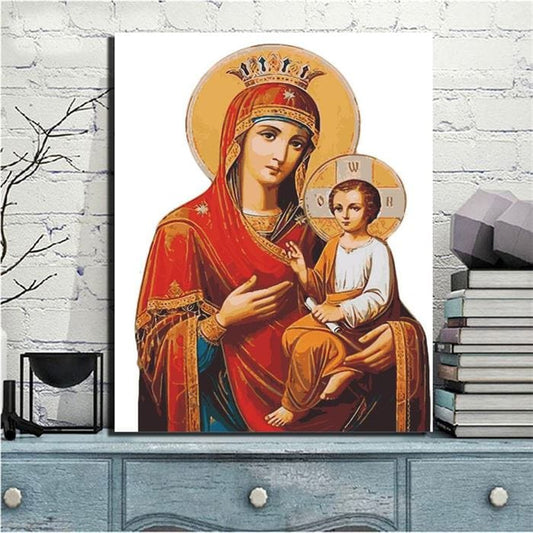 Virgin Mary and baby Jesus canvas