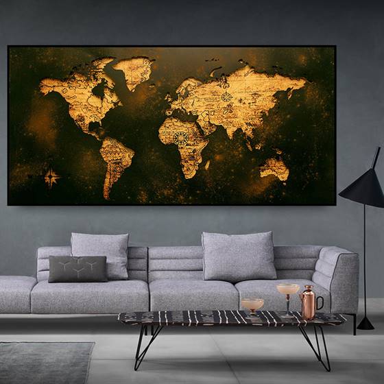World map with a historical touch canvas