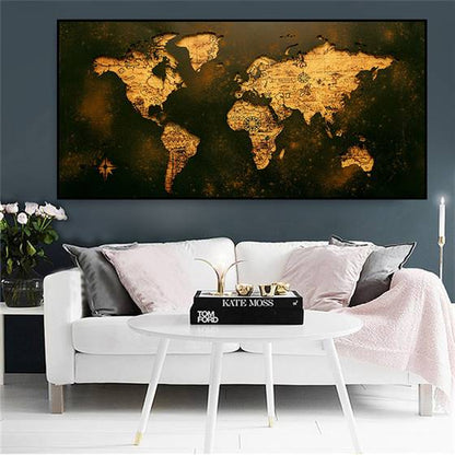 World map with a historical touch canvas