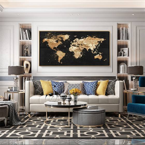World map with gold splash canvas